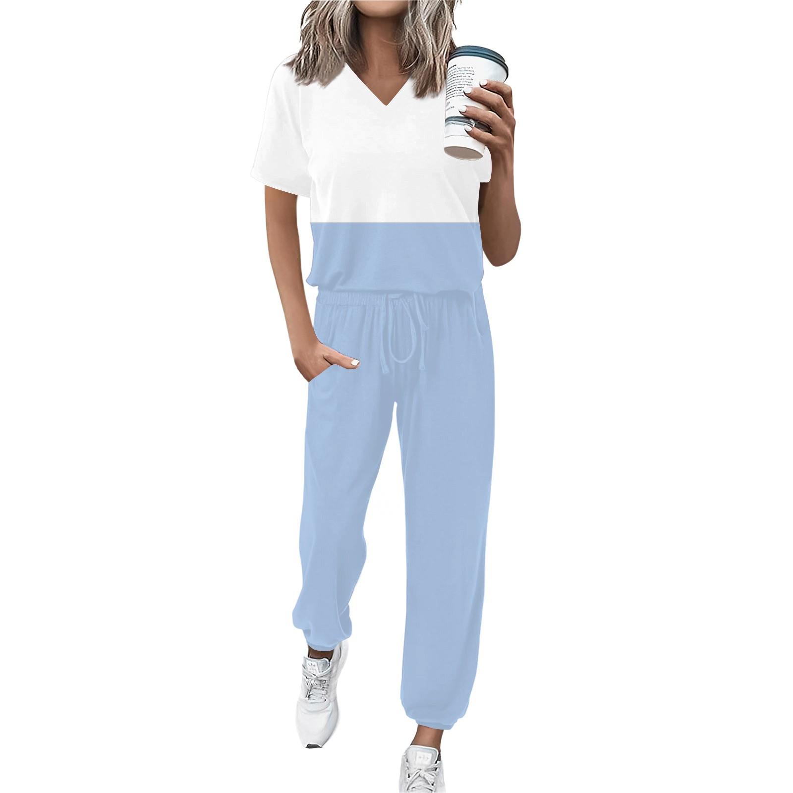 Женский спортивный костюм с V-образным вырезом и коротким рукавом, свободные брюки M
Женский спортивный костюм с V-образным вырезом и коротким рукавом, свободные брюки M