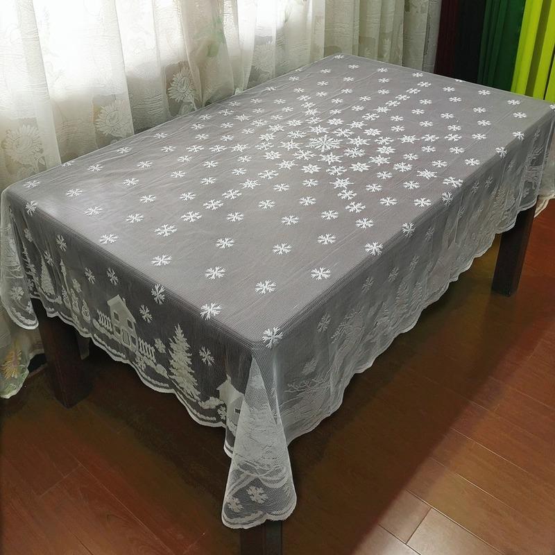 Рождественская винтажная кружевная скатерть квадратная/круглая крышка обеденного стола домашний декор стола вечерние 160x230cm