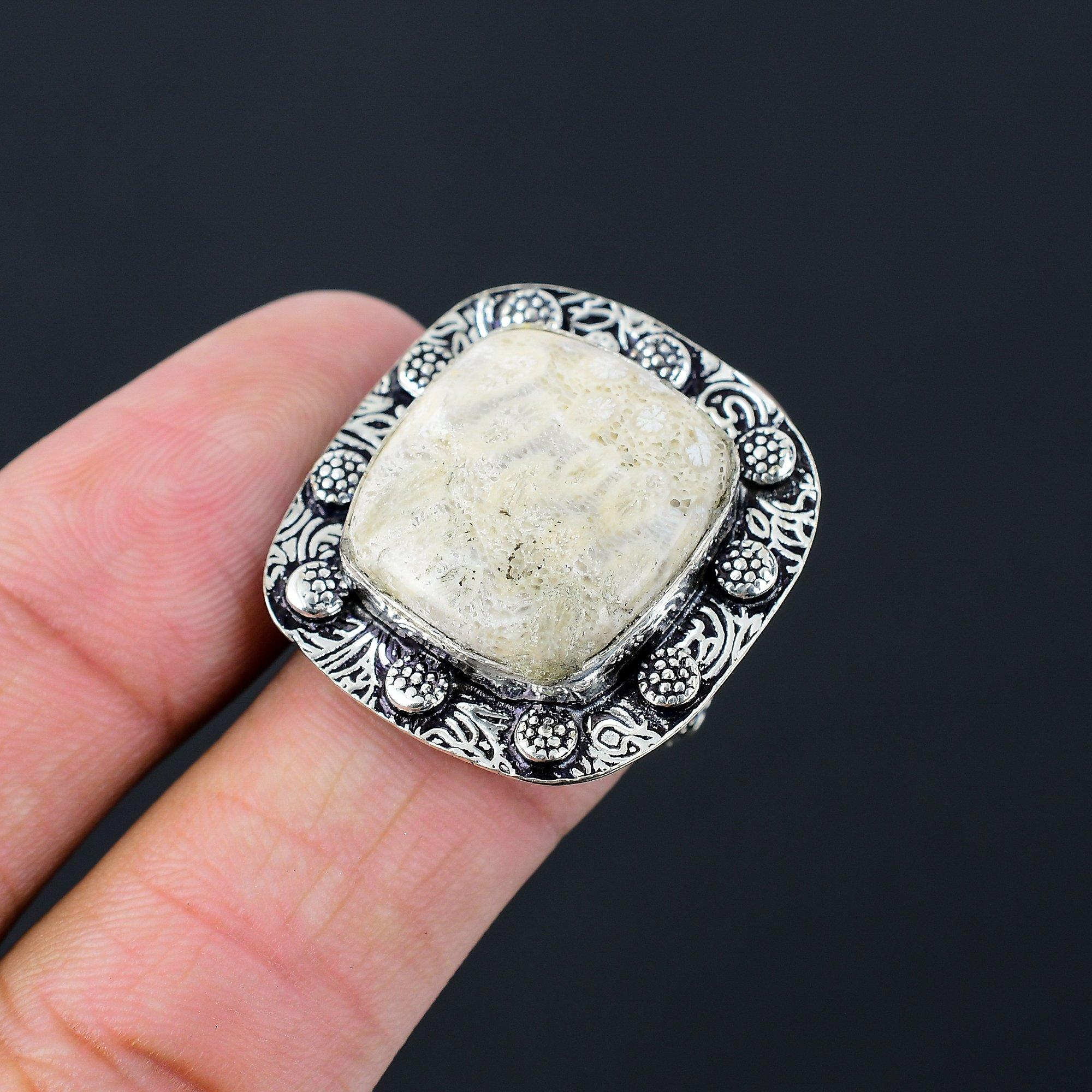 Mothers day Sale 925 Silver Fossil Coral Gemstone Stackable Wedding Ring Jewelry 9
Mothers day Sale 925 Silver Fossil Coral Gemstone Stackable Wedding Ring Jewelry 9
