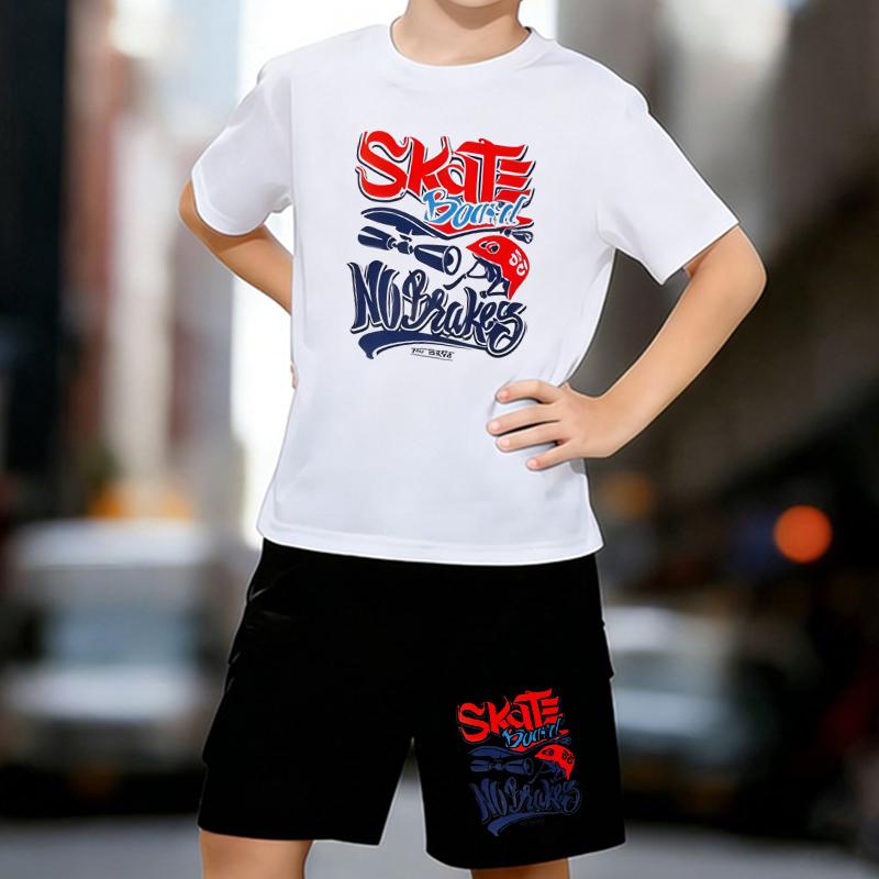 Boys 2 Piece Skateboard-themed printed Outfit, Short Sleeve T-Shirt and Shorts Set for Kids Age 5-14,Black and White Sporty Casual Summer Clothes 13-14 Years білий
Boys 2 Piece Skateboard-themed printed Outfit, Short Sleeve T-Shirt and Shorts Set for Kids Age 5-14,Black and White Sporty Casual Summer Clothes 13-14 Years білий