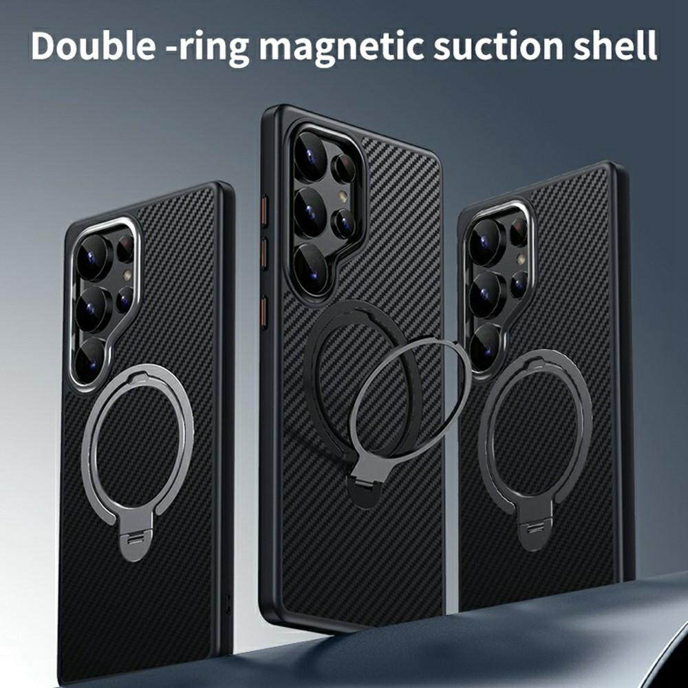 For Samsung Galaxy S25 Ultra Case Compatible with MagSafe PC+TPU Phone Cover Ring Holder Carbon Fiber Texture Black/Silver
For Samsung Galaxy S25 Ultra Case Compatible with MagSafe PC+TPU Phone Cover Ring Holder Carbon Fiber Texture Black/Silver