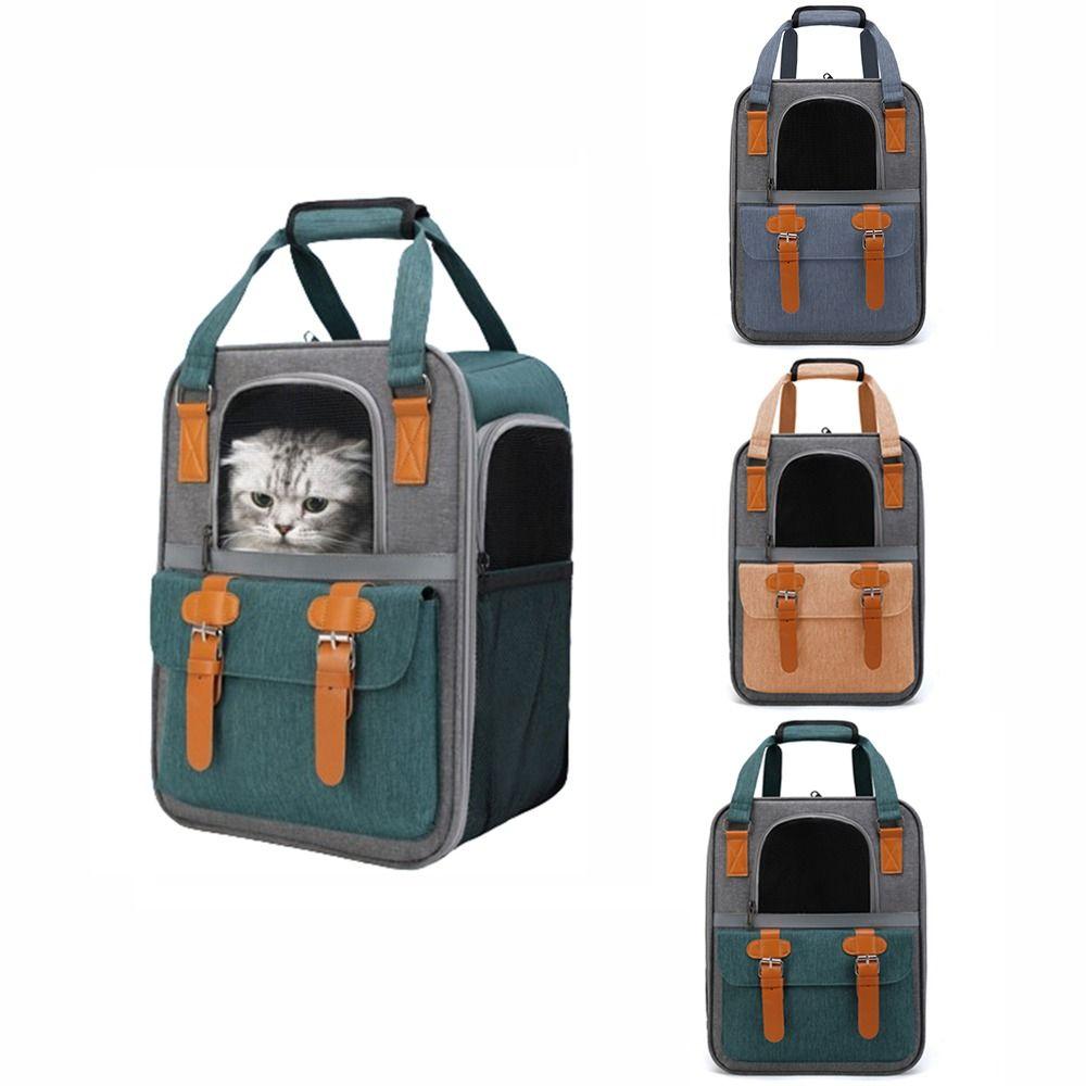 Портативная школьная сумка для домашних животных, винтажный рюкзак для переноски домашних животных, прочный рюкзак для переноски кошек, дорожный синий