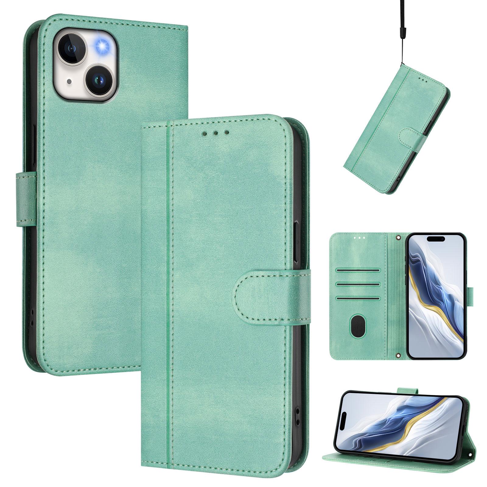 For iPhone 15 Cases Wallet Stand Retro Texture Leather Phone Cover with Lanyard Mint Green
For iPhone 15 Cases Wallet Stand Retro Texture Leather Phone Cover with Lanyard Mint Green