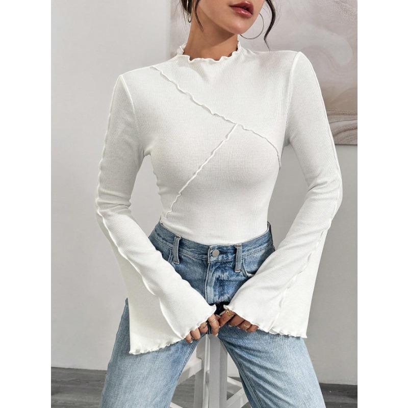 Women s Olive Green Ruffled Trim Turtleneck Slim Long Sleeve Casual Top S білий
Women s Olive Green Ruffled Trim Turtleneck Slim Long Sleeve Casual Top S білий