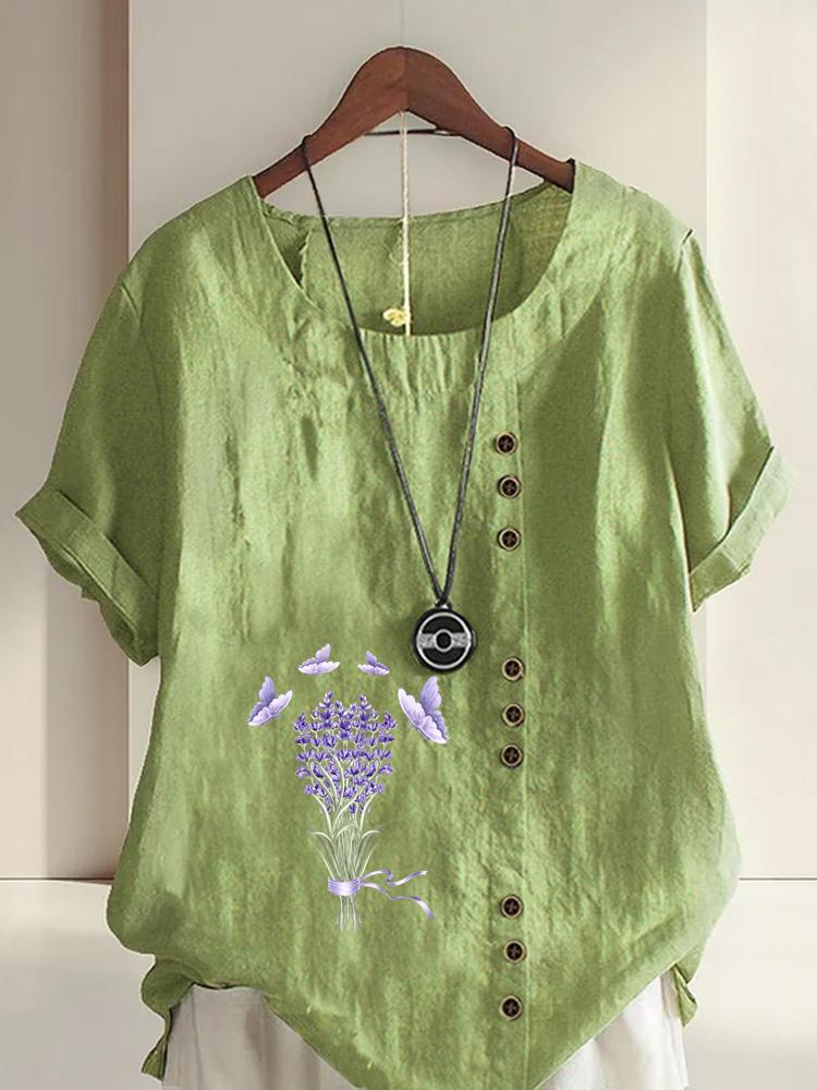 Women s Fashion Purple Flowers Print Round Neck Short Sleeve T-shirt Casual Cotton Linen Graphic Shirt Leisure Loose Summer Blouse Tops 5XL зелений
Women s Fashion Purple Flowers Print Round Neck Short Sleeve T-shirt Casual Cotton Linen Graphic Shirt Leisure Loose Summer Blouse Tops 5XL зелений