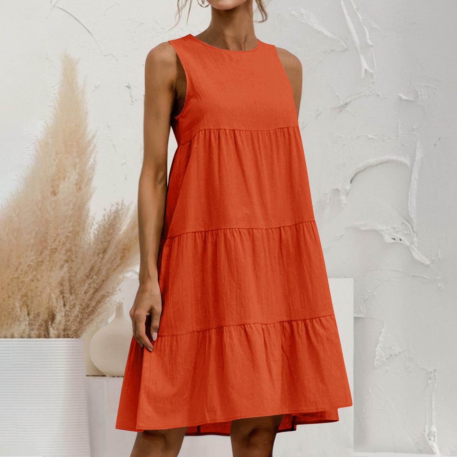 Women s Summer Plus Size Cotton Linen Sleeveless Tiered Dress Loose Round Neck Solid Color Casual Beach Vacation Sundress 2XL помаранчевий
Women s Summer Plus Size Cotton Linen Sleeveless Tiered Dress Loose Round Neck Solid Color Casual Beach Vacation Sundress 2XL помаранчевий