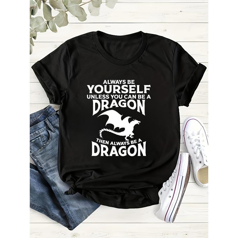 Womens Vibrant Dragon Letter Print T Shirt Crew Neck Short Sleeve Relaxed Fit Spring Summer Casual Top 4XL чорний
Womens Vibrant Dragon Letter Print T Shirt Crew Neck Short Sleeve Relaxed Fit Spring Summer Casual Top 4XL чорний