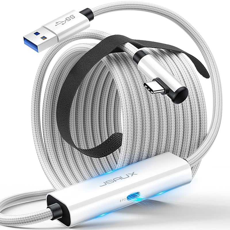 JSAUX 5M charging with Link cable, Oculus Meta Quest 3S/3/2/Pro and Pico 4, PC VR, Steam VR accessories, 2-in-1 high speed 5Gbs USB3.0 to USB-C data
JSAUX 5M charging with Link cable, Oculus Meta Quest 3S/3/2/Pro and Pico 4, PC VR, Steam VR accessories, 2-in-1 high speed 5Gbs USB3.0 to USB-C data