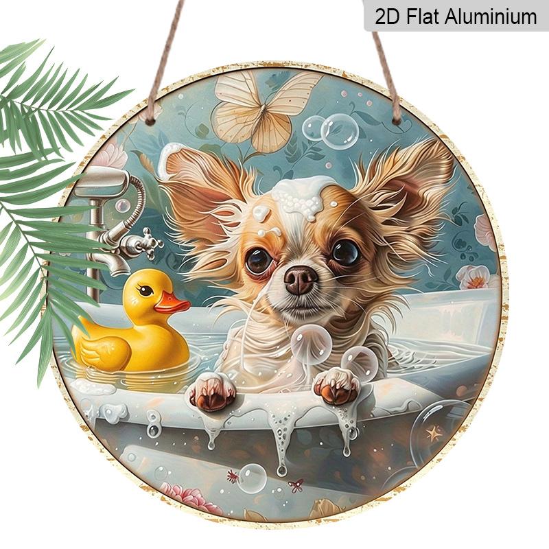 2D Flat, 1pc Round Aluminum Cute Chihuahua Bathing Metal Sign, Funny Dog with Rubber Duck & Bubbles Vintage Wall Plaque, Perfect for Bathroom, Pet 7.87×7.87inch
2D Flat, 1pc Round Aluminum Cute Chihuahua Bathing Metal Sign, Funny Dog with Rubber Duck & Bubbles Vintage Wall Plaque, Perfect for Bathroom, Pet 7.87×7.87inch