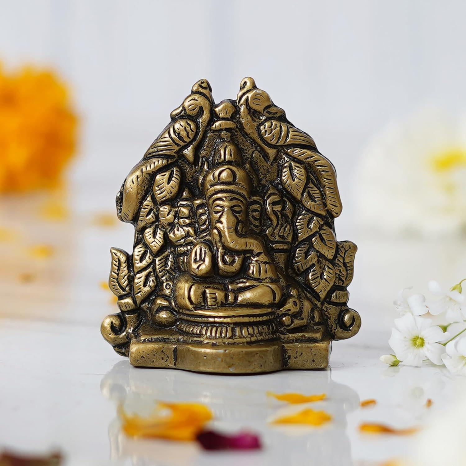 Metal Handcrafted Golden Lord Ganesha Idol On Peacock Design Throne - Decorative Religious God Statue for Home, Temple
Metal Handcrafted Golden Lord Ganesha Idol On Peacock Design Throne - Decorative Religious God Statue for Home, Temple