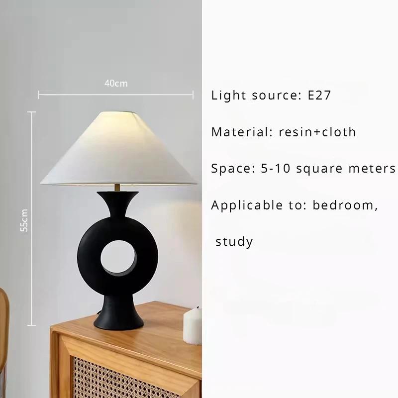 Французский ретро смоляной черный торшер спальня кабинет прикроватная декоративная настольная лампа белый тканевый абажур декор комнаты освещение without чёрный