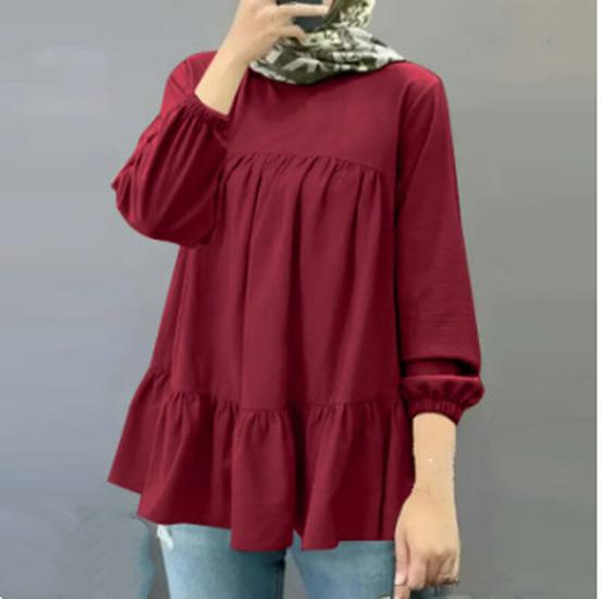 Muslim Solid Color Loose Casual Round Neck Long Sleeve Ruched Pullover Shirt M вина червоного кольору
Muslim Solid Color Loose Casual Round Neck Long Sleeve Ruched Pullover Shirt M вина червоного кольору