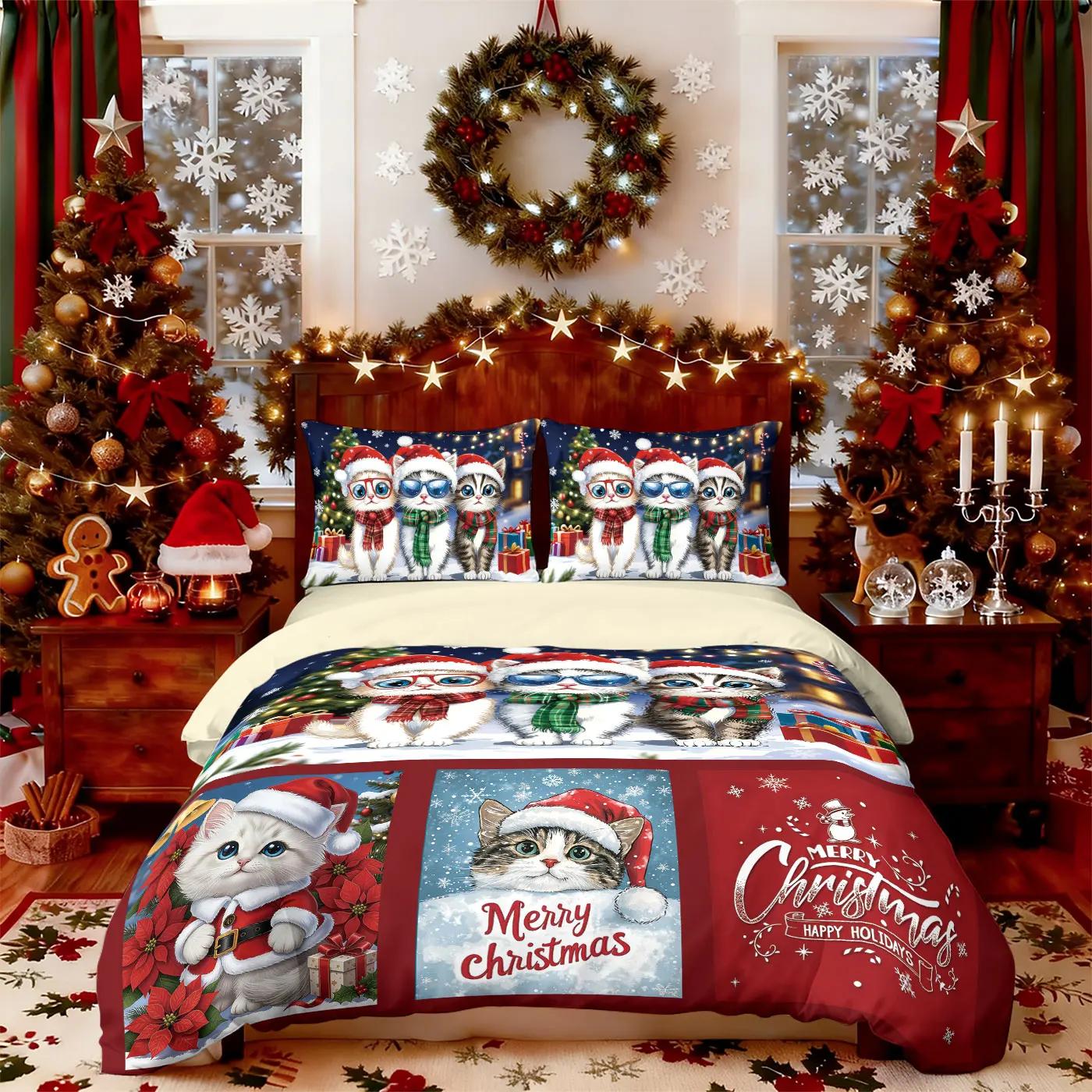 3Pcs Merry Christmas Cat Bedding Set Printed Chipless Duvet Cover Set Soft Dormitory Bedroom Multiple Sizes Machine Washable Duvet Cover Set&EU Single(135x200cm)
3Pcs Merry Christmas Cat Bedding Set Printed Chipless Duvet Cover Set Soft Dormitory Bedroom Multiple Sizes Machine Washable Duvet Cover Set&EU Single(135x200cm)