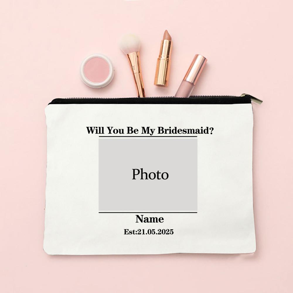 Personalized Custom Photo Bridesmaid Makeup Bag Will You Be My Bridesmaid Proposal Cosmetic Bags Wedding Gifts for Best Friends
Personalized Custom Photo Bridesmaid Makeup Bag Will You Be My Bridesmaid Proposal Cosmetic Bags Wedding Gifts for Best Friends