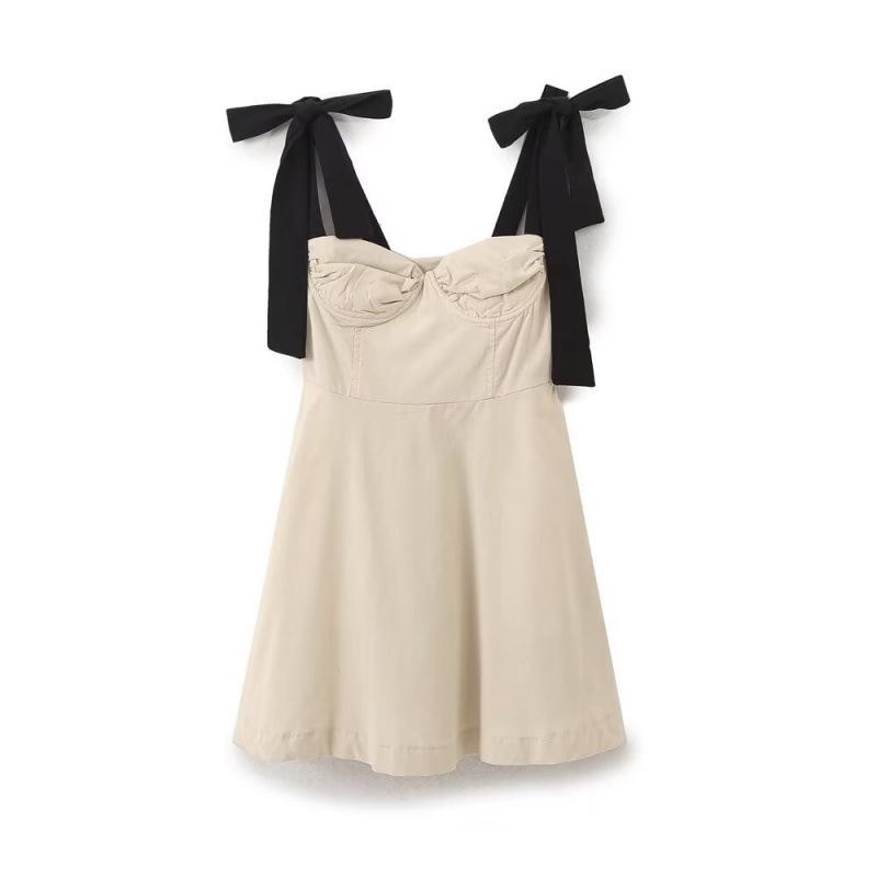 Summer Retro Color Block Bow Spaghetti Strap Dress - European & American Linen Blend Women s Clothing M
Summer Retro Color Block Bow Spaghetti Strap Dress - European & American Linen Blend Women s Clothing M