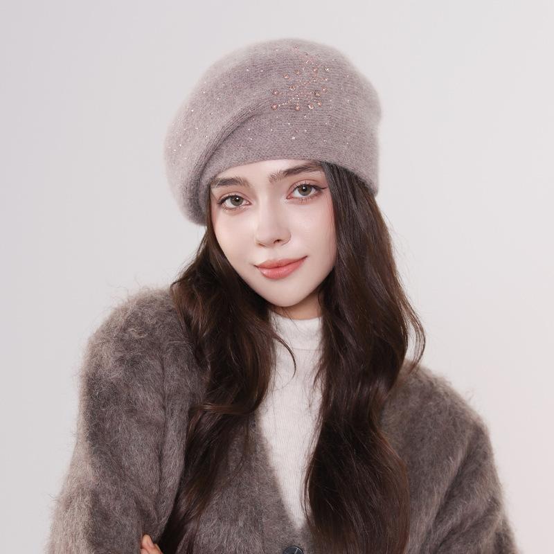 Защита ушей Теплая осенне-зимняя шапка Женская модная шерстяная шапка Вязаный берет One Size