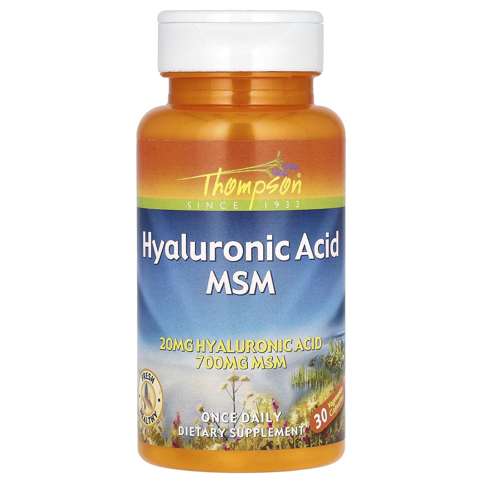 Thompson, Hyaluronic Acid MSM, 30 Veggie Capsules
Thompson, Hyaluronic Acid MSM, 30 Veggie Capsules