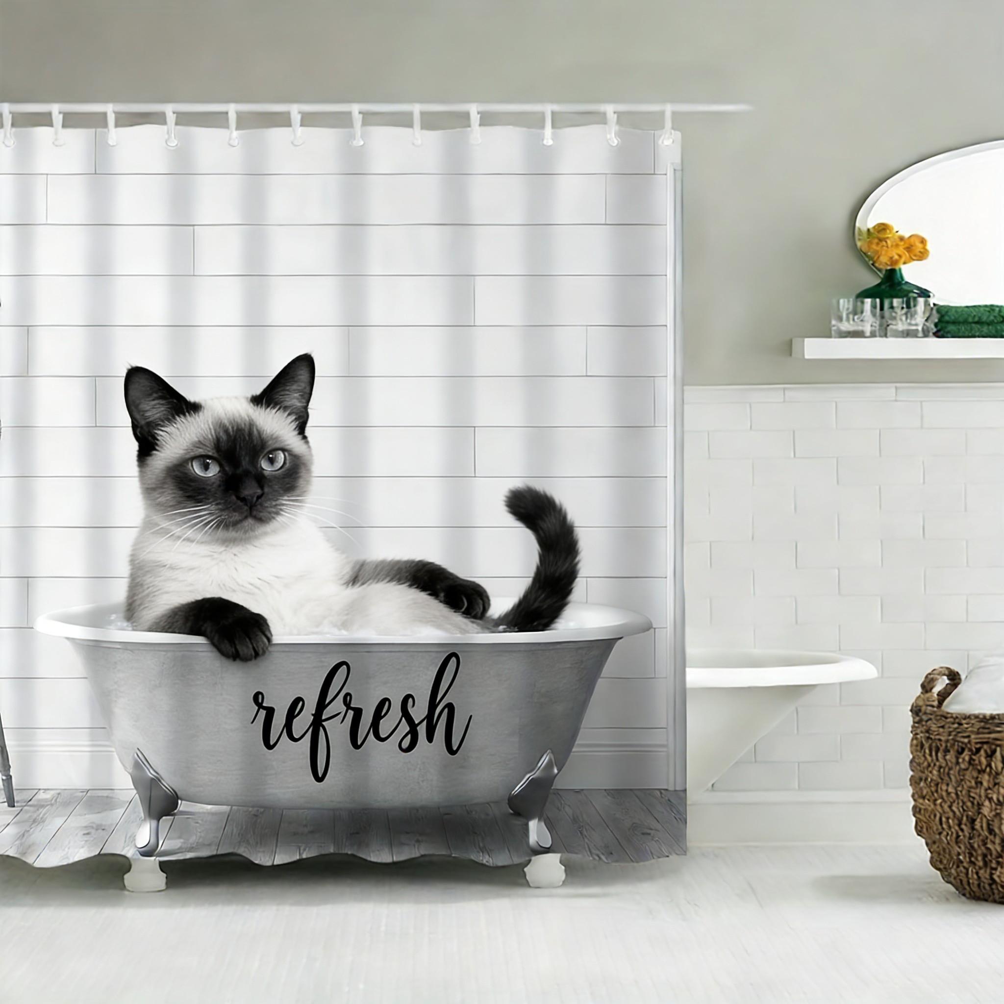 Cute Tabby Cat In Bathtub Unwind Waterproof Shower Curtain For Bathroom Decor W60H190(CM)-1 Pcs
Cute Tabby Cat In Bathtub Unwind Waterproof Shower Curtain For Bathroom Decor W60H190(CM)-1 Pcs