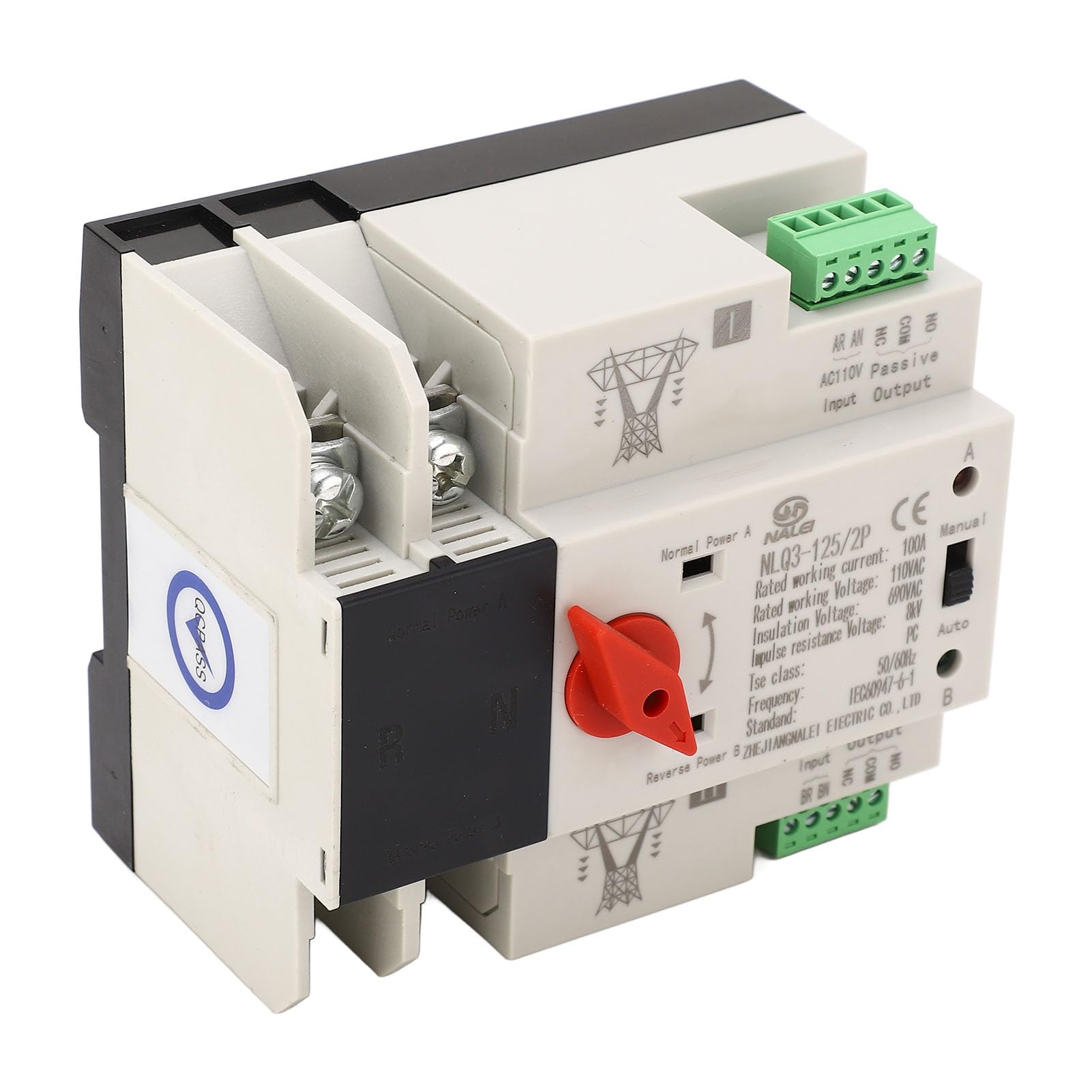 Hilitand Automatic Transfer Switch Dual Power Supply Automatic Changeover Switch AC110V 100A NLQ3-125/2
Hilitand Automatic Transfer Switch Dual Power Supply Automatic Changeover Switch AC110V 100A NLQ3-125/2