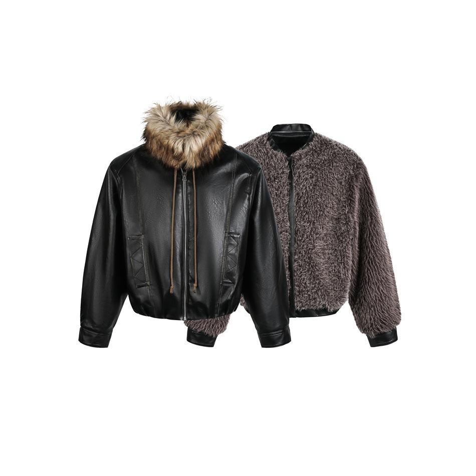 YUU Men s Trendy Winter Double-Sided PU Leather Jacket with Detachable Fur Collar - Cool Motorcycle Style Extra Large чорний
YUU Men s Trendy Winter Double-Sided PU Leather Jacket with Detachable Fur Collar - Cool Motorcycle Style Extra Large чорний