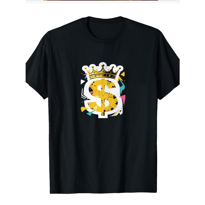 European sizes Men S T-Shirt with a Crown Dollar Sign And The Slogan Wealth King , Featuring a Money Print, Short Sleeves, Casual Top 4XL
European sizes Men S T-Shirt with a Crown Dollar Sign And The Slogan Wealth King , Featuring a Money Print, Short Sleeves, Casual Top 4XL