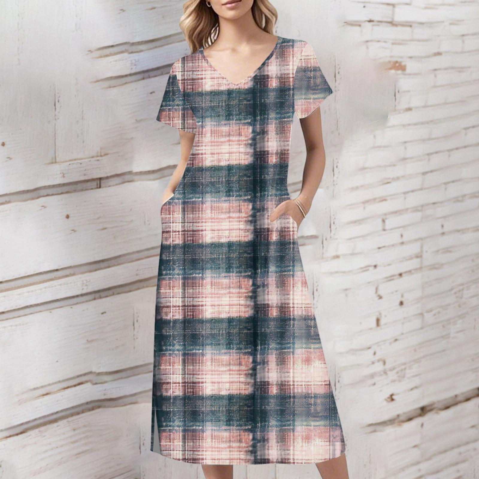 Women s Summer Retro Print Dress Short Sleeve Beach Dress With Pockets Casual V-Neck Hem One Side Slit Dress XXL зелений
Women s Summer Retro Print Dress Short Sleeve Beach Dress With Pockets Casual V-Neck Hem One Side Slit Dress XXL зелений