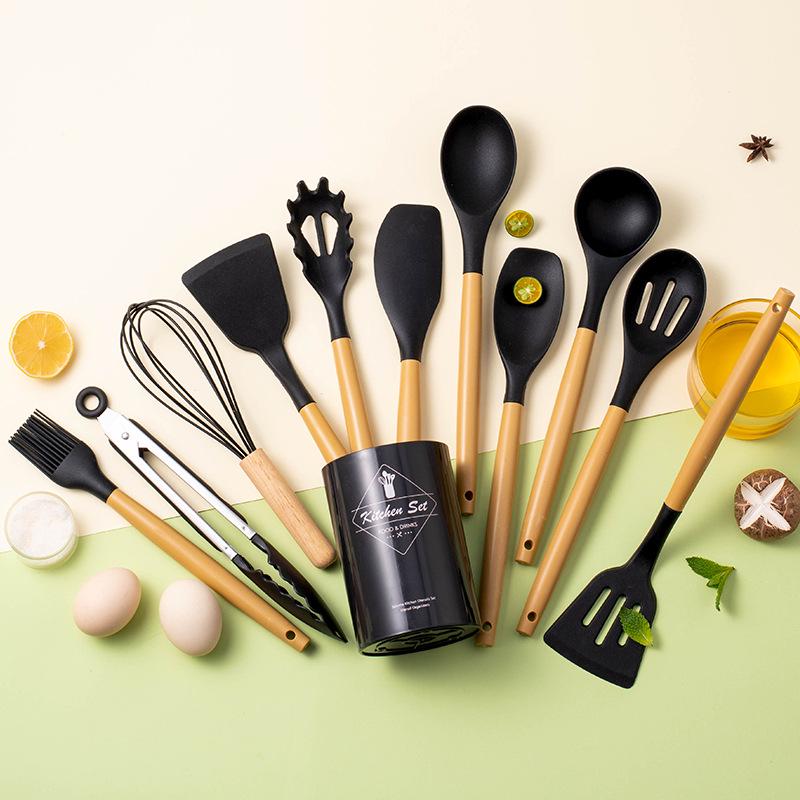 12-Piece Silicone Kitchen Tool Set - Includes Spatulas, Spoons, and More чёрный
12-Piece Silicone Kitchen Tool Set - Includes Spatulas, Spoons, and More чёрный