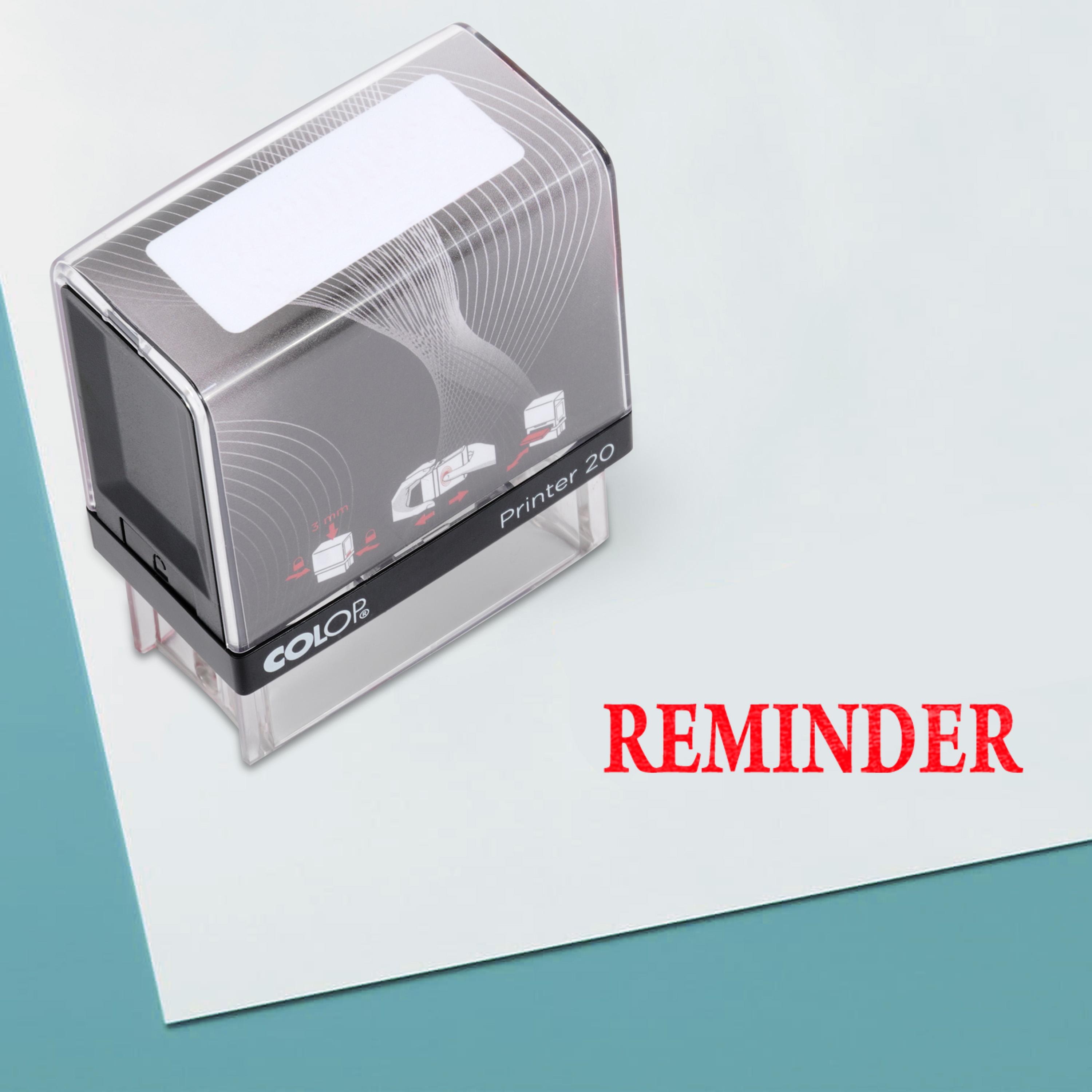 REMINDER Self Inking Rubber Stamp Custom Colop Office Stationary P20 Mini Stamper 14 mm x 38 mm красный
REMINDER Self Inking Rubber Stamp Custom Colop Office Stationary P20 Mini Stamper 14 mm x 38 mm красный