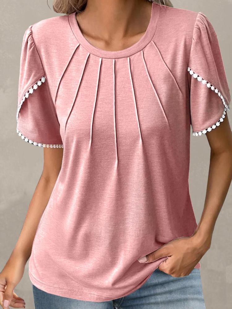 Women s Round Neck Short Sleeve Blouse with Ruffles and Lace Trim, Casual Tops in Beige/Grey/Green/Pink/White/Blue 5XL червоний
Women s Round Neck Short Sleeve Blouse with Ruffles and Lace Trim, Casual Tops in Beige/Grey/Green/Pink/White/Blue 5XL червоний