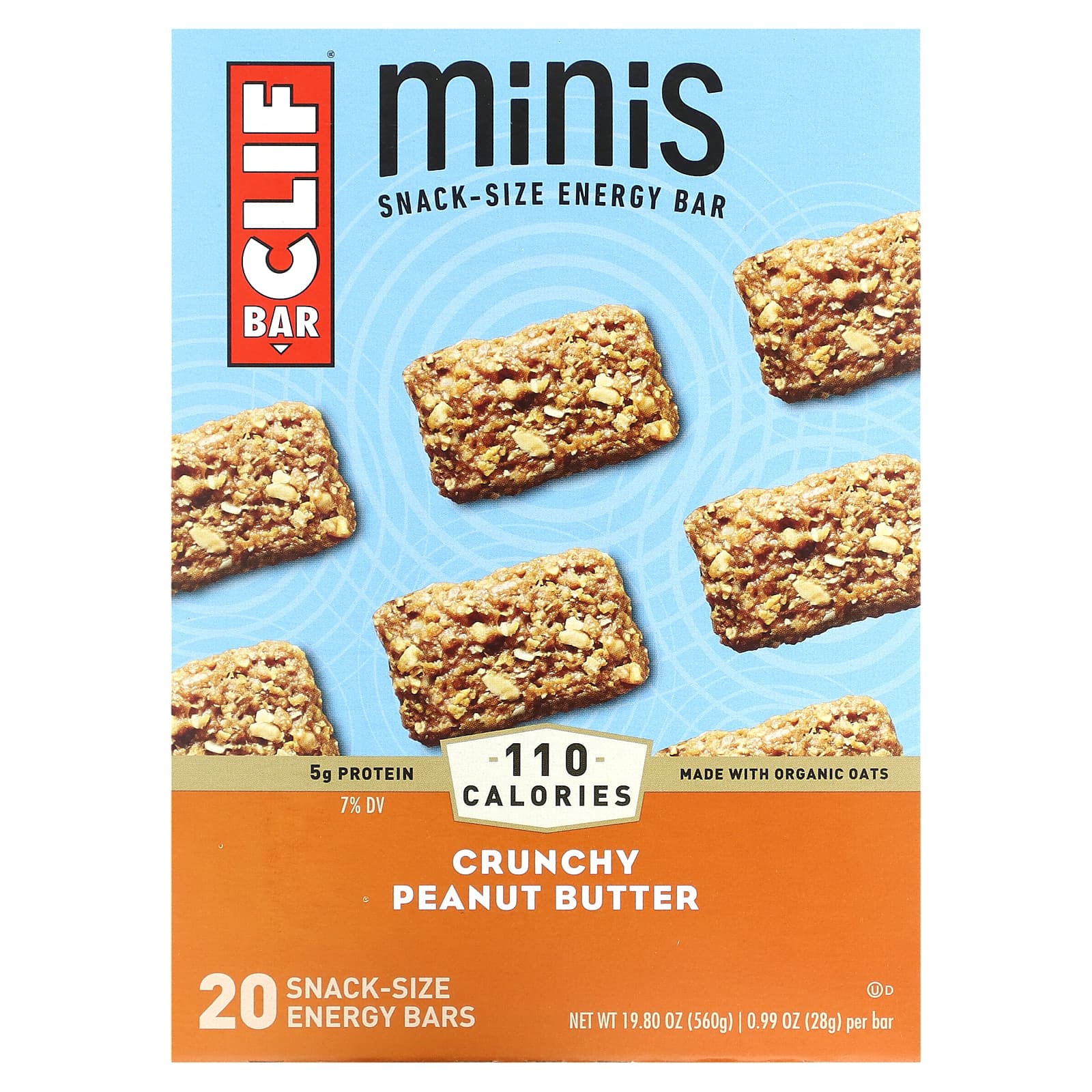 Clif Bar, Minis, Snack Size Energy Bar, Crunchy Peanut Butter, 20 Bars, 0.99 oz (28 g) Each
Clif Bar, Minis, Snack Size Energy Bar, Crunchy Peanut Butter, 20 Bars, 0.99 oz (28 g) Each