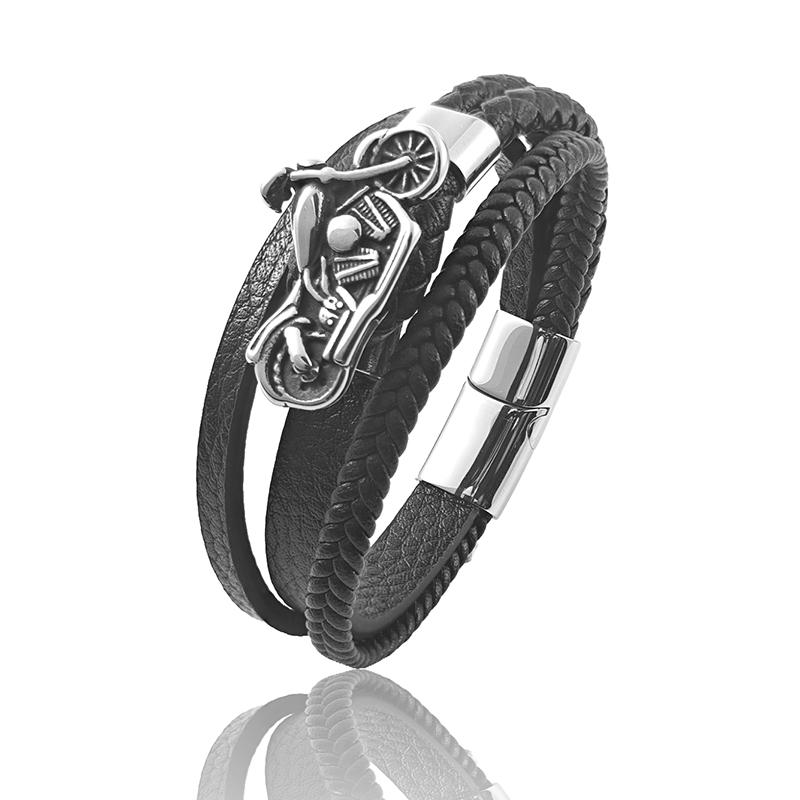 Motorcycle Accessories Classic Leather Bracelet Men Fashion Stainless Steel Clasp for Handsome Boys Birthday Jewelry Gift 22cm срібний
Motorcycle Accessories Classic Leather Bracelet Men Fashion Stainless Steel Clasp for Handsome Boys Birthday Jewelry Gift 22cm срібний