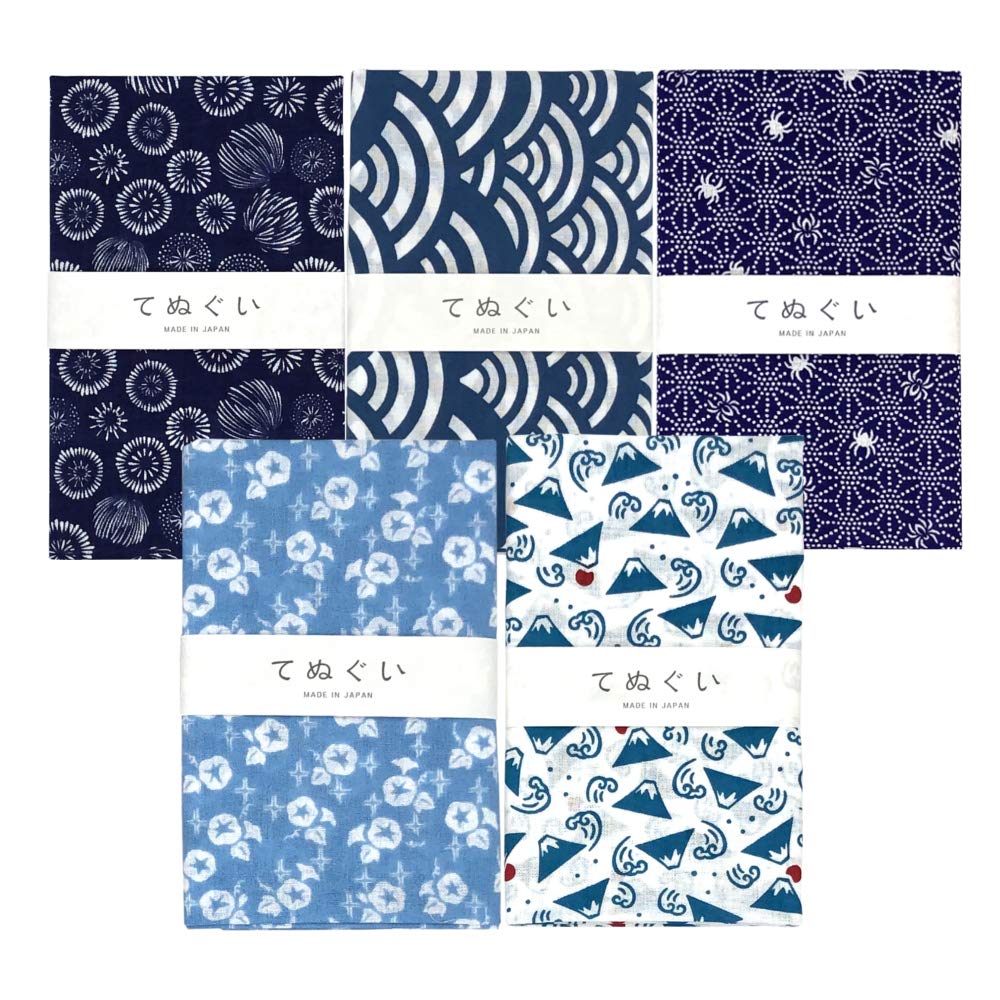 Set of 5 Tenugui hand with small patterned summer individually packaged (Japanese towels) designs, theme, (raw edges).
Set of 5 Tenugui hand with small patterned summer individually packaged (Japanese towels) designs, theme, (raw edges).
