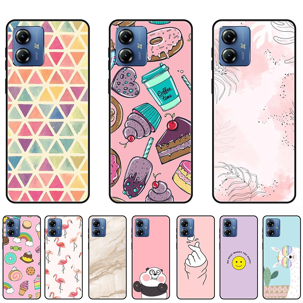 Чехол для Moto G14 Элегантная черная рамка из ТПУ, красочный фламинго, панда, дизайн мороженого, прочная противоударная защита для 6,5-дюймового чехла Moto G14 
Чехол для Moto G14 Элегантная черная рамка из ТПУ, красочный фламинго, панда, дизайн мороженого, прочная противоударная защита для 6,5-дюймового чехла Moto G14