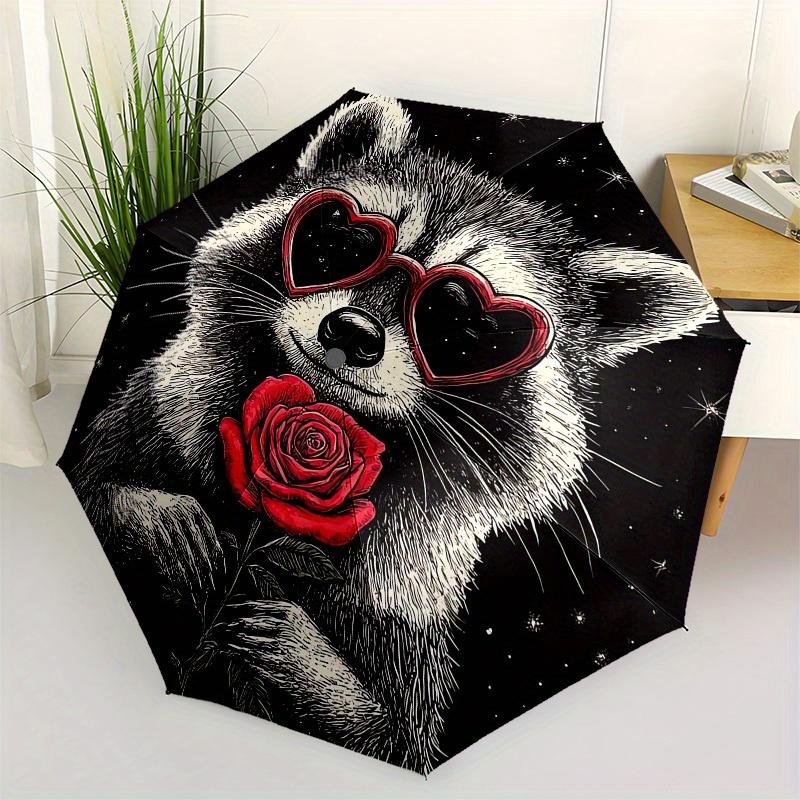1pc Raccoon with Heart-Shaped Glasses Holding a Rose Umbrella with Plastic Handle,Suitable for All Seasons Home Travel Outdoor UmbrellaB1915
1pc Raccoon with Heart-Shaped Glasses Holding a Rose Umbrella with Plastic Handle,Suitable for All Seasons Home Travel Outdoor UmbrellaB1915