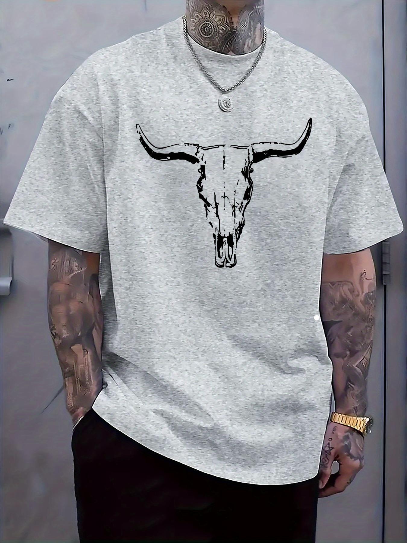 Black & White Bull Skull Graphic Print T-shirt - Regular Fit Casual Short Sleeve Round Neck Tee for Summer XXL
Black & White Bull Skull Graphic Print T-shirt - Regular Fit Casual Short Sleeve Round Neck Tee for Summer XXL
