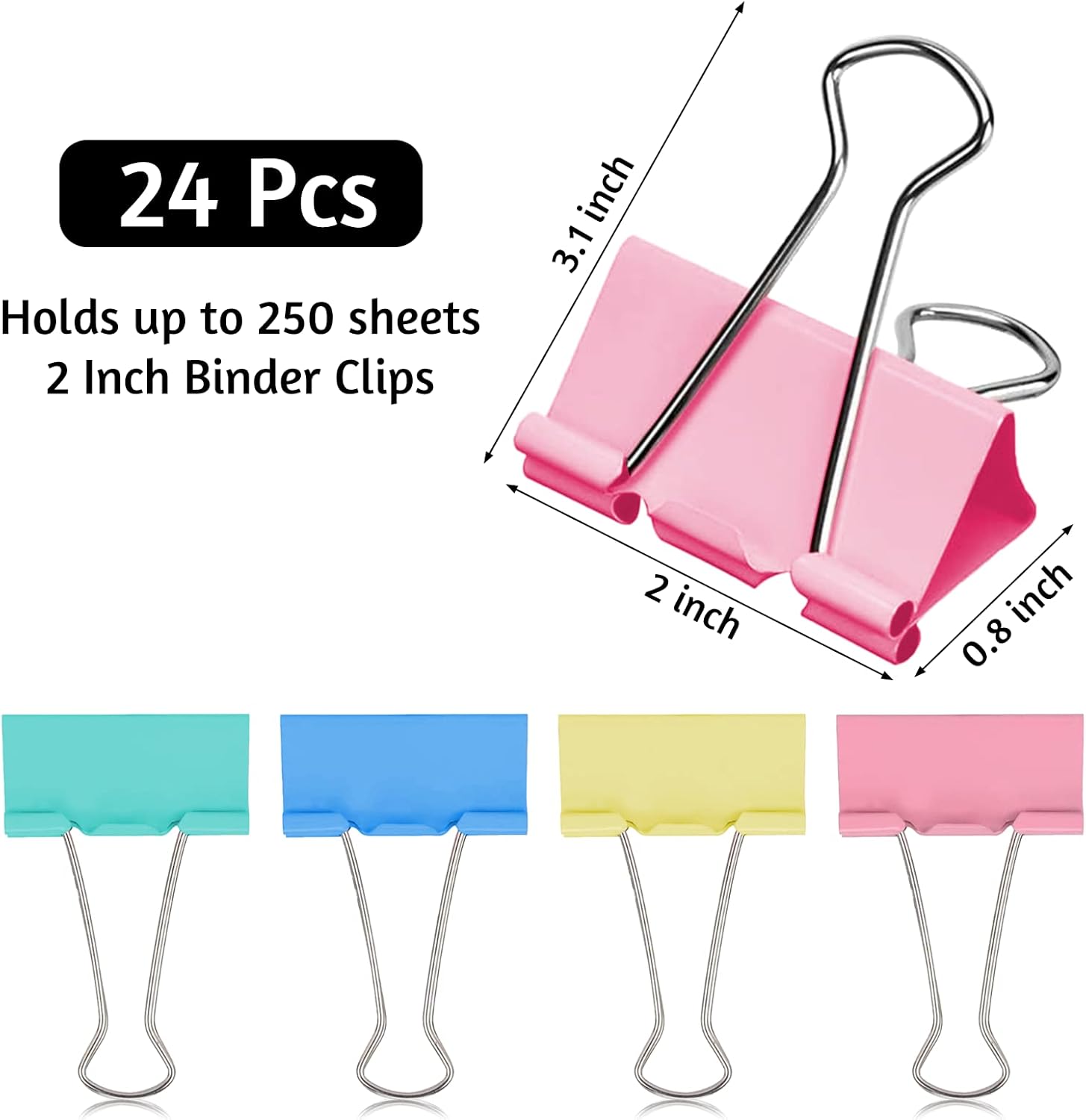 24pcs 51mm Effortless Binder Clip Clamps Long Tail Clip Combination Folder Bookmark Paper Ticket Clip School Office Supplies
24pcs 51mm Effortless Binder Clip Clamps Long Tail Clip Combination Folder Bookmark Paper Ticket Clip School Office Supplies