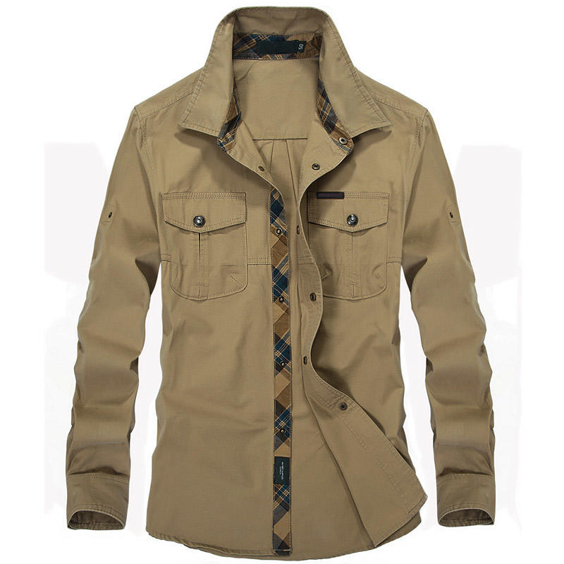 4 цвета Turn Dollar повседневные весенние мужские рубашки высшего качества 100% хлопок с длинным рукавом осень размер M-3XL XXXL хаки
4 цвета Turn Dollar повседневные весенние мужские рубашки высшего качества 100% хлопок с длинным рукавом осень размер M-3XL XXXL хаки