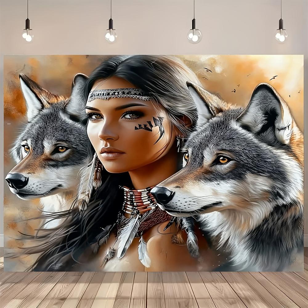 Spiritual Native American Woman with Wolves Tapestry Perfect for Adding Cultural Beauty to Any Room Decor Ideal for Home 74x94cm(29x37in)
Spiritual Native American Woman with Wolves Tapestry Perfect for Adding Cultural Beauty to Any Room Decor Ideal for Home 74x94cm(29x37in)