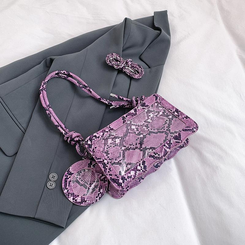 2025 новая модная универсальная сумка через плечо женская простая нишевая сумка с рисунком змеи подмышечная сумка прилив фиолетовый