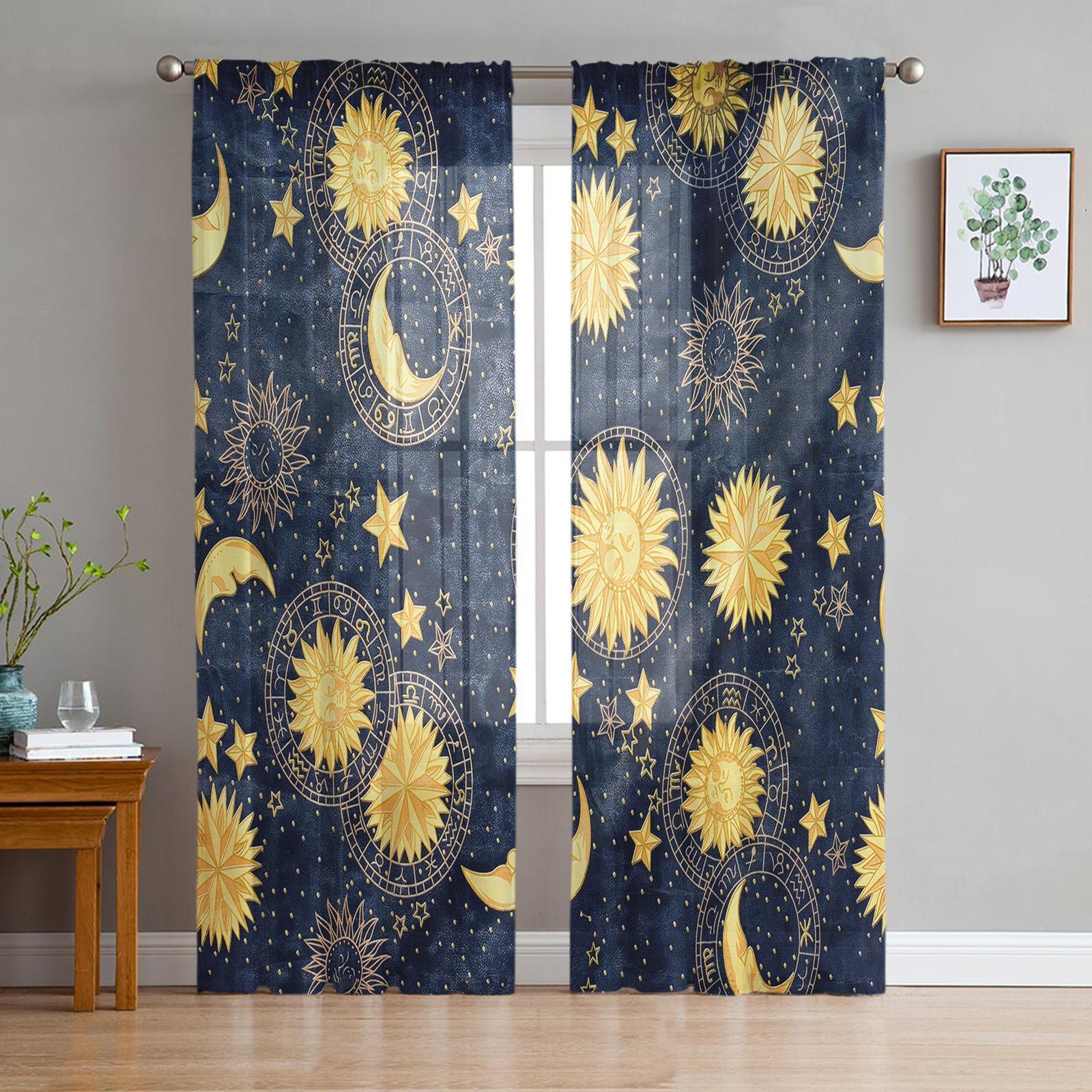 Sun Moon Universe Sky Sheer Curtains for Living Room Decoration Window Curtains for Kitchen Tulle Voile Organza Curtains W135 x H115cm x1
Sun Moon Universe Sky Sheer Curtains for Living Room Decoration Window Curtains for Kitchen Tulle Voile Organza Curtains W135 x H115cm x1