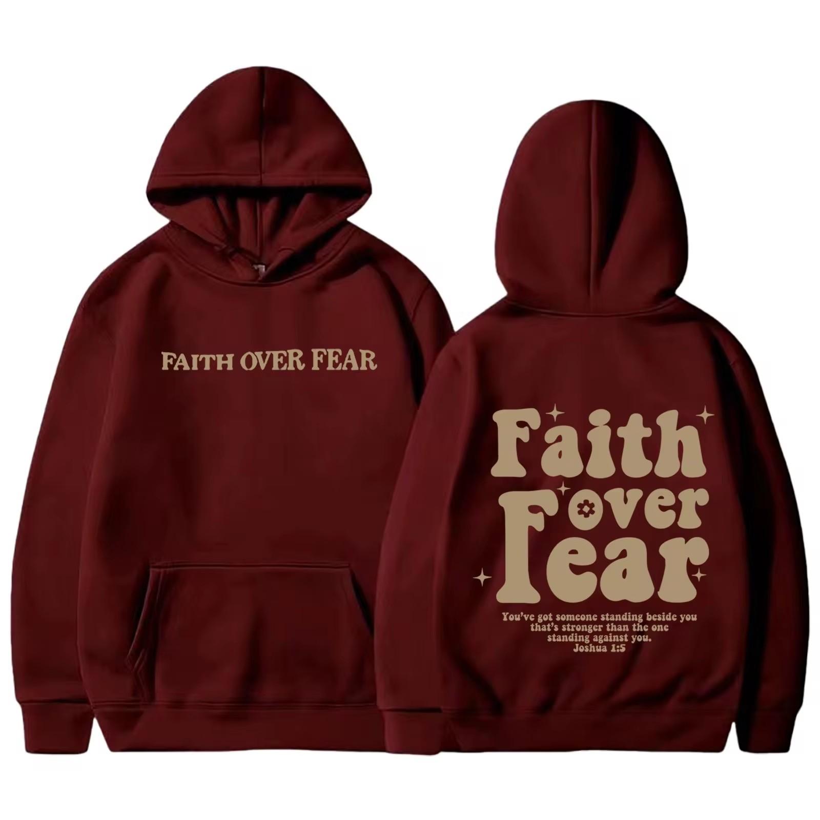 FAITH OVER FEAR Модний і повсякденний вільний світшот з оксамитовим капюшоном для студенток Європейські товари S вина червоного кольору
FAITH OVER FEAR Модний і повсякденний вільний світшот з оксамитовим капюшоном для студенток Європейські товари S вина червоного кольору