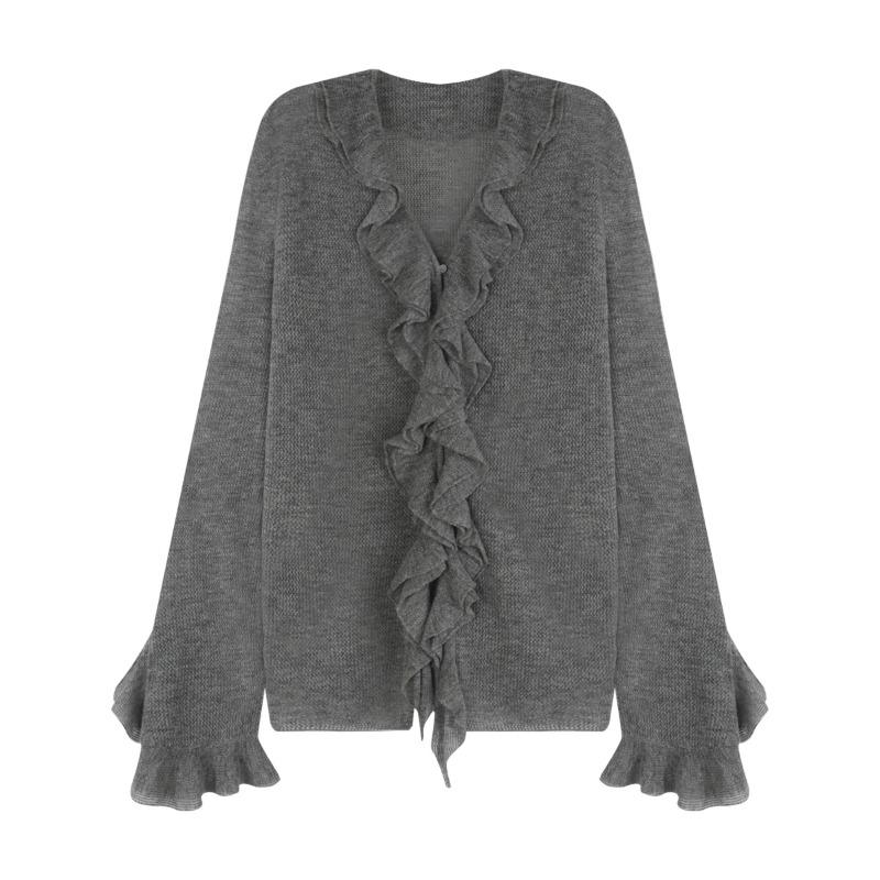 Women’s Wool Blend Ruffle Cardigan – Lightweight Fall Knitwear with Petal Edges, Flared Sleeves, Slim Fit XL сірий
Women’s Wool Blend Ruffle Cardigan – Lightweight Fall Knitwear with Petal Edges, Flared Sleeves, Slim Fit XL сірий