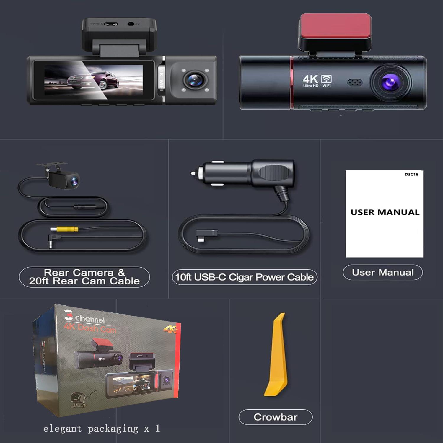 3Channel 4K Dash Cam Inside Built-in 5GWiFi 4K+1080P+1080P Dash Camera 3.16”IPS Screen G-Sensor 24H Parking Monitor Night Vision None чорний
3Channel 4K Dash Cam Inside Built-in 5GWiFi 4K+1080P+1080P Dash Camera 3.16”IPS Screen G-Sensor 24H Parking Monitor Night Vision None чорний