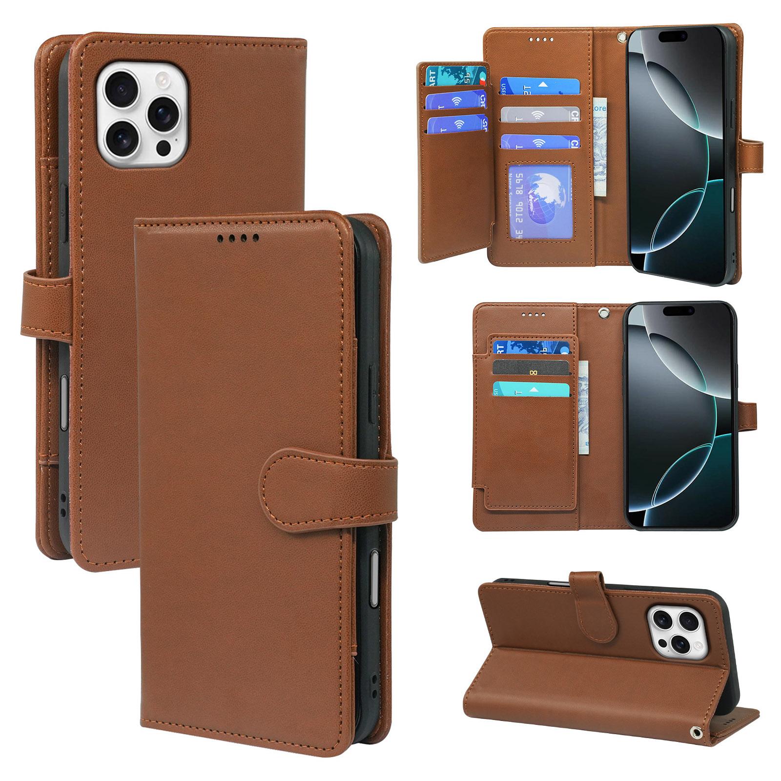 For iPhone 16 Pro Max Case with 9 Card Slots PU Leather Stand Phone Cover Brown
For iPhone 16 Pro Max Case with 9 Card Slots PU Leather Stand Phone Cover Brown