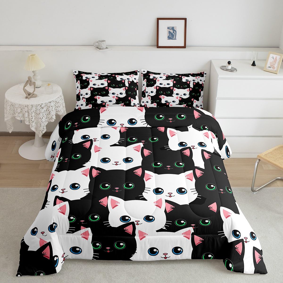 Feelyou Kids Cute Cat Comforter Cartoon Pet Cats Bedding Set for Children Boys Girls Cute Kitten Print Comforter Set Cat Lover s Animal Them 155x200cm
Feelyou Kids Cute Cat Comforter Cartoon Pet Cats Bedding Set for Children Boys Girls Cute Kitten Print Comforter Set Cat Lover s Animal Them 155x200cm