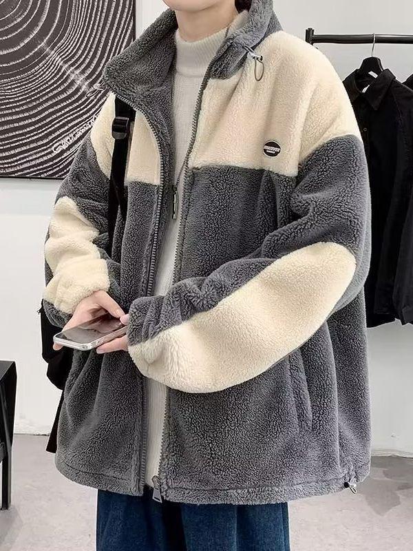 Men s Lambskin Winter Jacket with Plush, Thick Cotton Padding - Trendy Youth Style, Loose Fit, Stand Collar, Unisex Design 3XL серый
Men s Lambskin Winter Jacket with Plush, Thick Cotton Padding - Trendy Youth Style, Loose Fit, Stand Collar, Unisex Design 3XL серый