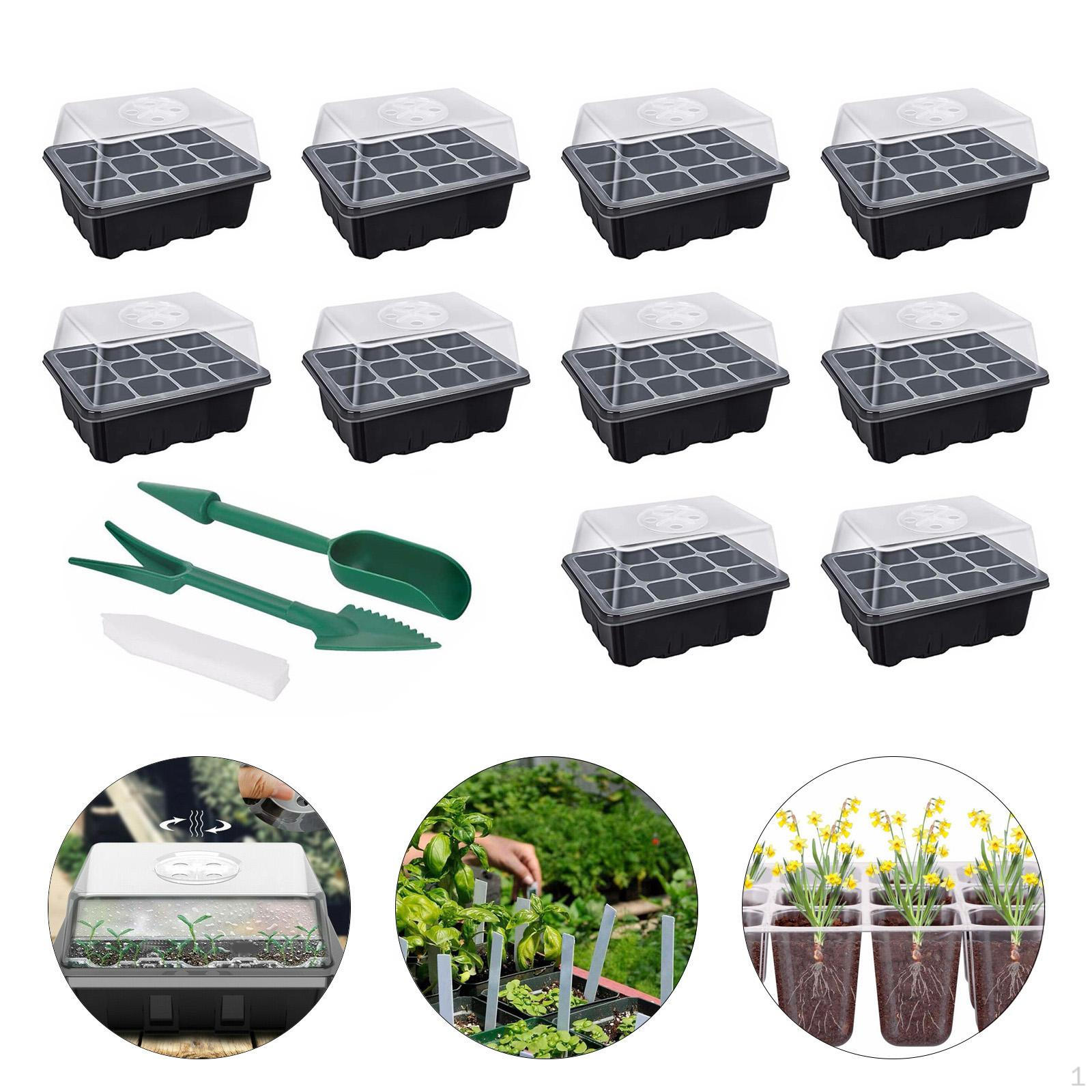 10 PACK Propagator Tray Starter Kit with Adjustable Moisture Dome And Base Greenhouse Growing Trays Black
10 PACK Propagator Tray Starter Kit with Adjustable Moisture Dome And Base Greenhouse Growing Trays Black