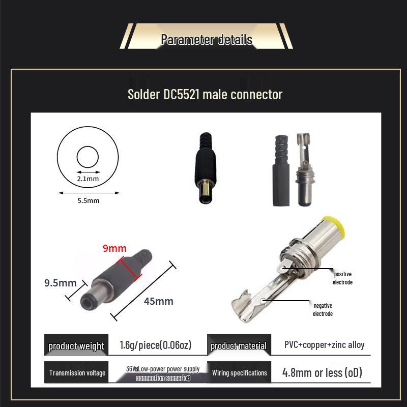 Industrial-Grade Pure Copper Male & Female DC Power Plug 35135/5521mm with Hard Shell
Industrial-Grade Pure Copper Male & Female DC Power Plug 35135/5521mm with Hard Shell