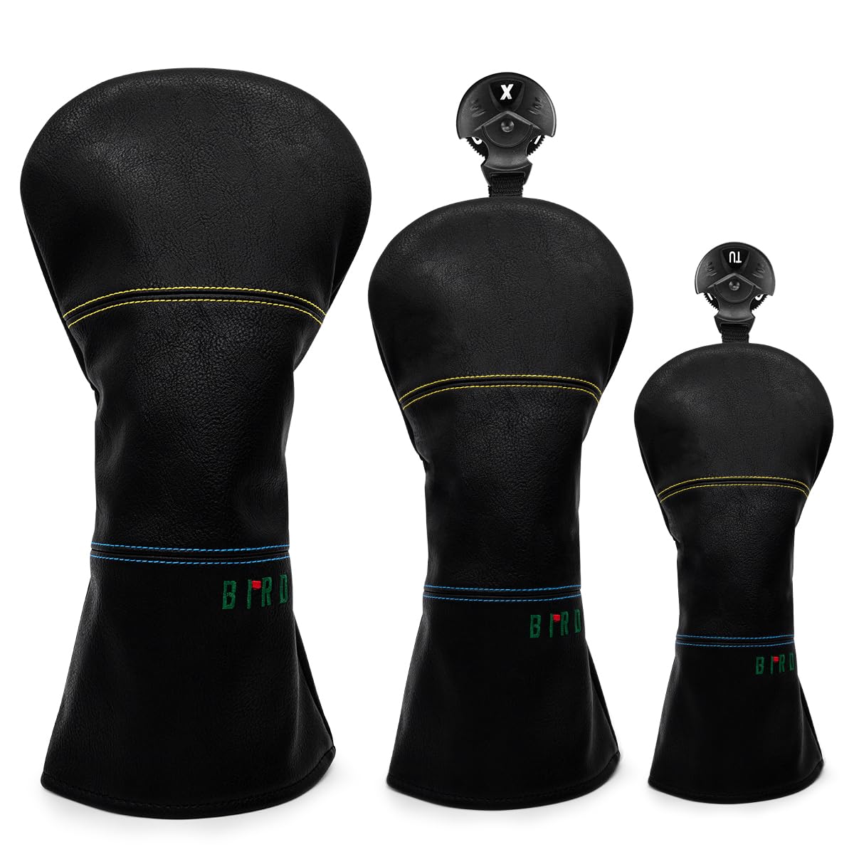 Golf head cover with cute birdie applique embroidery, high quality leather liver cover, for fairway wood, utility, hybrid (DR + FW + UT (3 pieces))
Golf head cover with cute birdie applique embroidery, high quality leather liver cover, for fairway wood, utility, hybrid (DR + FW + UT (3 pieces))