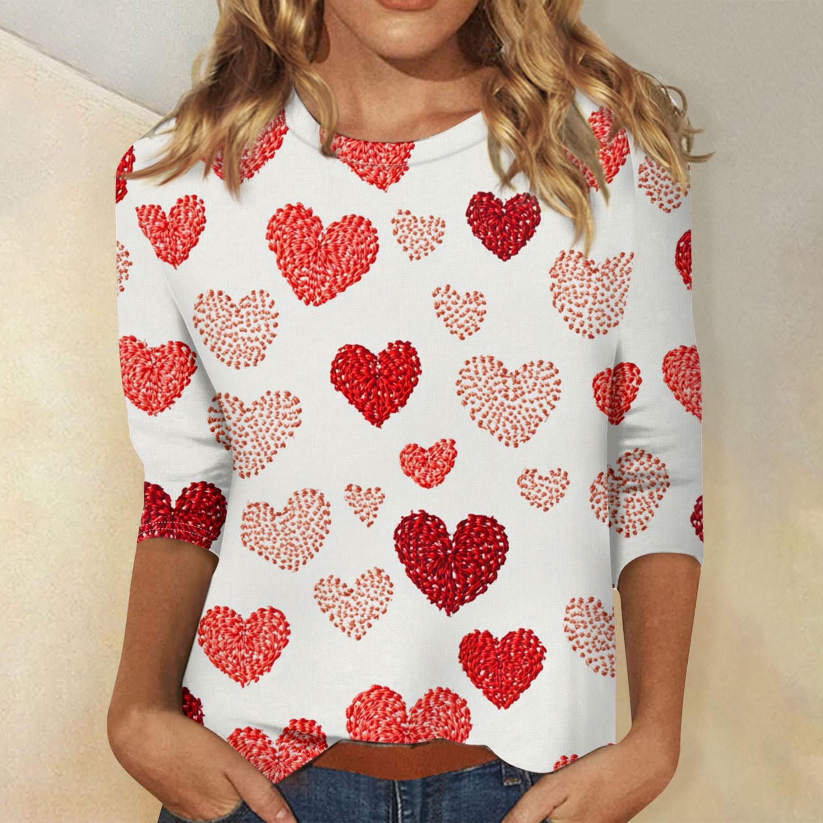 Женские топы с рукавом три четверти и круглым вырезом, свободная футболка с принтом ко Дню святого Валентина XXXXL
Женские топы с рукавом три четверти и круглым вырезом, свободная футболка с принтом ко Дню святого Валентина XXXXL